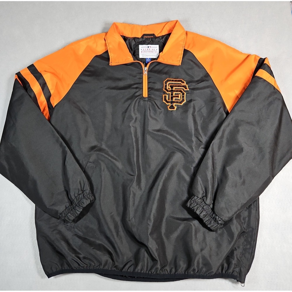 San Francisco Giants MLB Mens Black Orange 1/4 Zip Pullover Windbreaker Medium